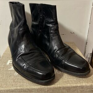 Vintage Florsheim Black Leather Men's Ankle Boots